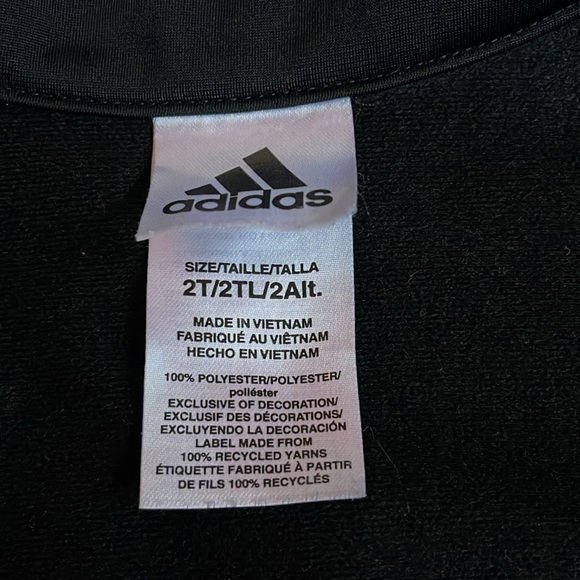 Adidas Tracksuit - Pink and Black 3 Stripe 2pc Set - Toddler Girls Size - Picture 4 of 11